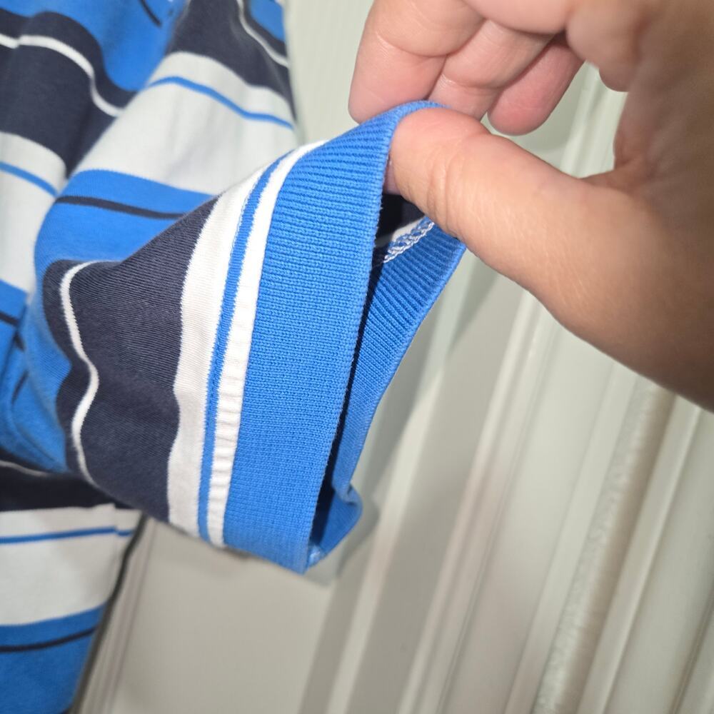 Tommy Hilfiger Striped Polo Shirt Large Blue White Classic Fit - Picture 7 of 11